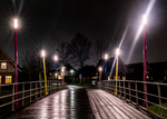 Potloodbrug Slangebeek Hengelo - avondbeeld